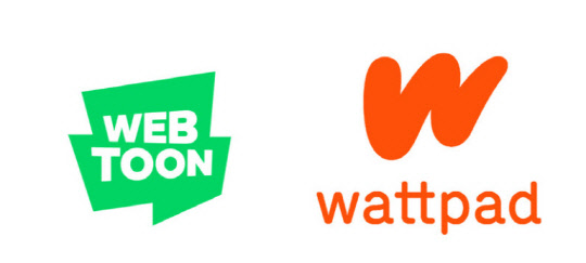 네이버웹툰 로고, 왓패드 로고. 네이버 제공